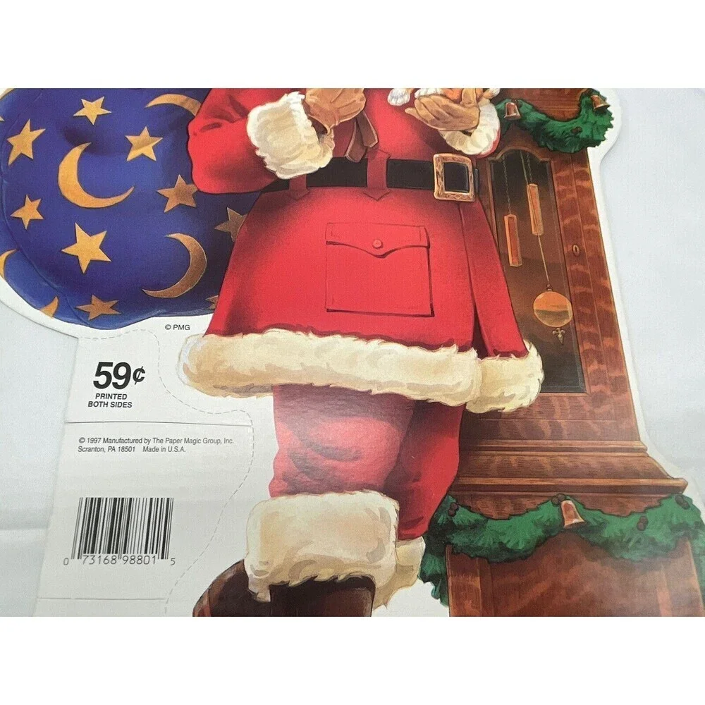Vintage 2 Paper Magic Group Christmas Santa Claus  Die Cut Decoration 13”